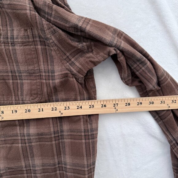 Duluth Shirt Men XL Brown Plaid Free Swingin Flannel Relexed Outdoor Button Down - Picture 4 of 8